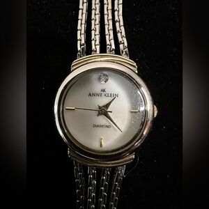 Elegant Vintage Luxury Anne Klein Diamond Quartz Watch Minimalist NEW BATTERY
